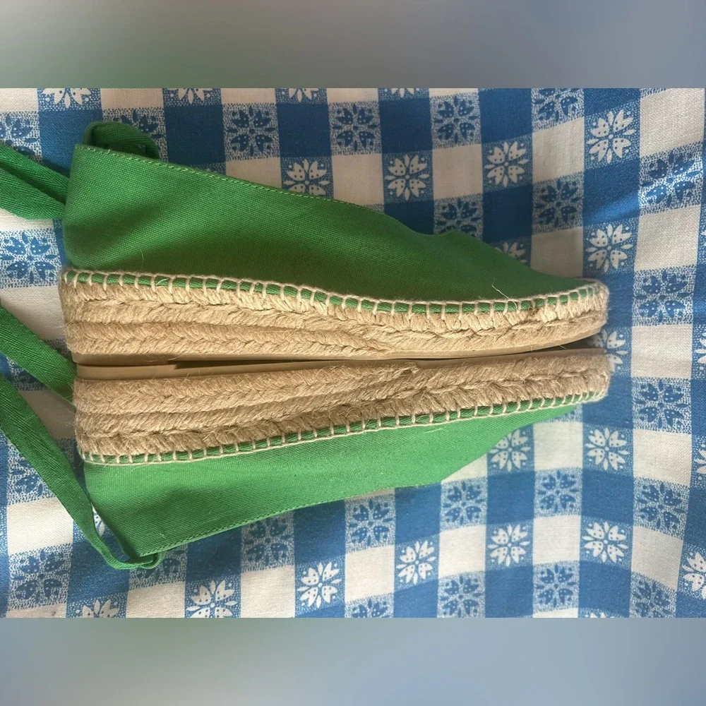 Castaner Green Canvas Espadrille Wedges